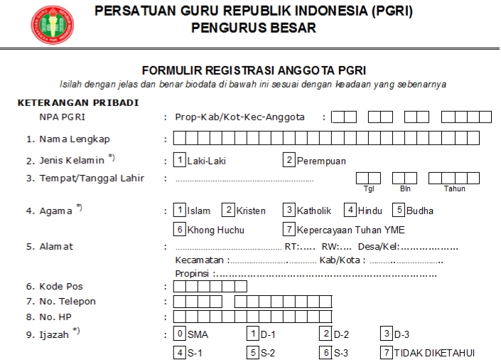 Pendaftaran PGRI Kotawaringin Timur - Persatuan Guru Republik Indonesia Cabang Kotawaringin Timur